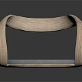 Modern Leisure Chair with Wooden Curved Armrests and Gray Round Cushion