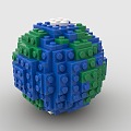 LEGO toy blocks pixel earth globe 3d model