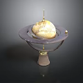 Decorative Globe With Earth Surface And Metal Ring On Pedestal Base