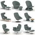 Gray Accent Chair Various Modern Designs With Ottoman And Different Base Types 3d model