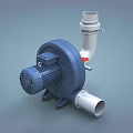 Blue Industrial Blower With White Pipe Red Valve And Base Support 3d model