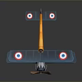 Vintage Blue And Orange Biplane Model With Round Insignias On Wings