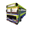 Green And Blue Classic Bus Exterior With Front Windows And Headlights