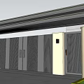 Modern Entrance Gate With Striped Dark Design White Wall And Gray Canopy