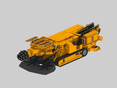 Yellow Mining Utility Vehicle with Tracked Chassis and Rotary Cutting Drum for Underground Excavation 3d model