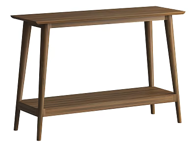 Minimalist Wooden Entryway Console Table With Lower Shelf And Tapered Legs 3d model
