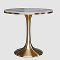 Elegant Round Marble Top Table with Gold Metal Pedestal Base Design