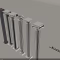 Various Roman Columns With Decorative Capitals And Different Color Finishes