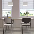Modern Living And Dining Room Interior With Light Sofa Floor Lamp And Large Window