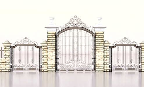 Villa gate wrought iron gate 3d model