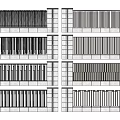 Modern Building Facade With Horizontal Slats And Gray Stone Panel Design 3d model