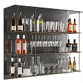 Elegant Wine Bottles and Glasses Collection Displayed on Modern Shelf with Various Types