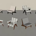Modern Accent Chairs With Fabric Seats Wooden Frames And Armrests For Interior Design