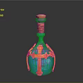 Elegant Blue Decorative Vase With Orange Cross Ornament And Neck Details