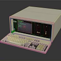 Classic Vintage Computer with Main Unit Screen Green Text and Keyboard