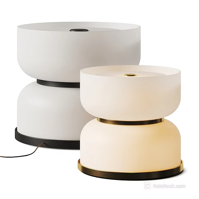Modern Table Lamps With White Beige Shades And Gold Black Metallic Bases 3d model 