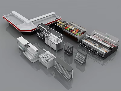 Multi Tiered Retail Display Shelves With Various Designs For Commercial Product 3d model