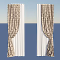 Decorative Patterned Window Curtains With Elegant Draped Design And Soft Texture 3d model