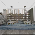 Modern Hotel Lobby Interior With Marble Flooring Pendant Lights And Staircase