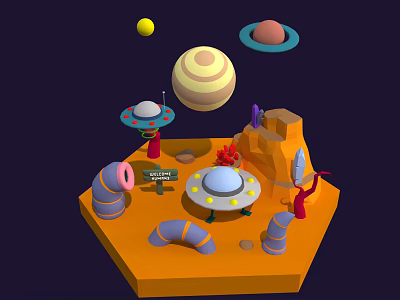 Modern Cartoon Scene Cartoon Planet 3d model