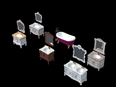 Bathroom Vanity Units with Mirrors and Various Designs for Bathroom Spaces 3d model