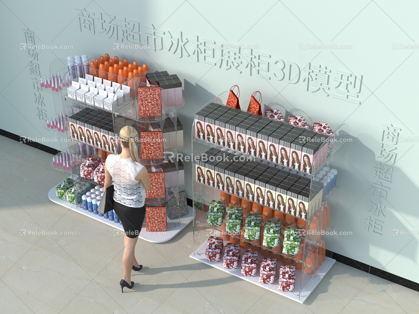 Shopping Mall Freezer Display Cabinet 3D Model 382018 3d model