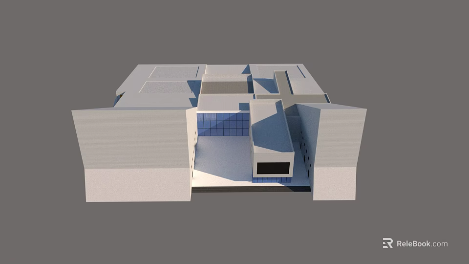 Modern Architectural Design Model Featuring Geometric White Gray Structure 3d model