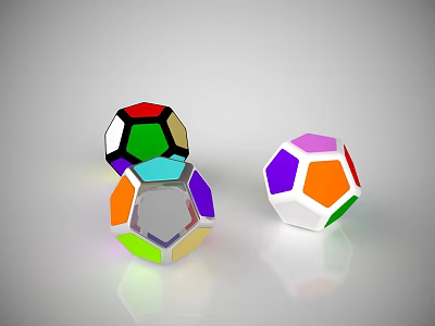 Three Colorful Geometric Shaped Dolls With Different Polygon Designs Smooth Surface And Reflective Finish 3d model