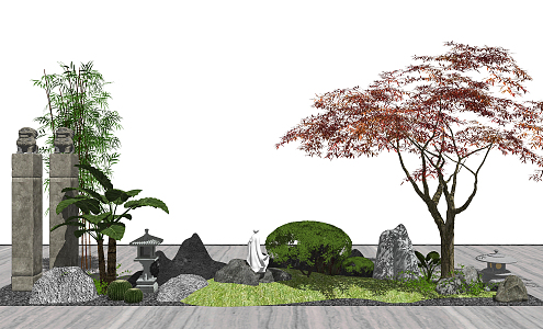 New Chinese style landscape sketch stone 3d model