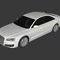 White Audi Luxury Sedan Parked In Minimalist Gray Interior With Skylight And Spacious Floor