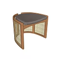 Modern Wooden Stools With Rattan Sides And Gray Padded Seats Design