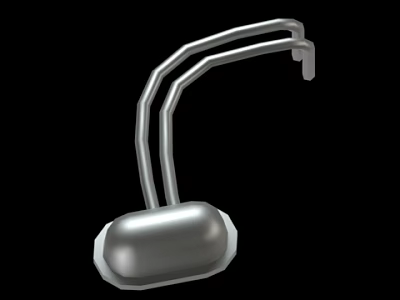 Silver Metal Object With Oval Base Curved Tubes And Flat Top Design Structure 3d model