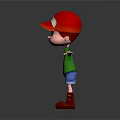 Cartoon Game Movie Character Wearing Red Cap Green Jacket Blue Shorts Red Shoes Arms Outstretched