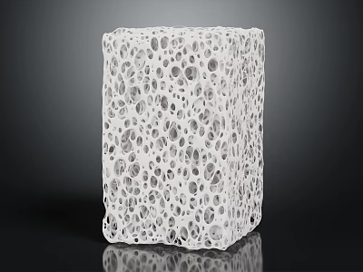 White Porous Cube Structure Featuring Intricate Hole Patterns On Surface 3d model