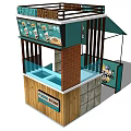 Persian Food Stall Outdoor Wooden Structure With Display Window And Menu Boards