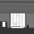 Modern Front Desk Reception Lobby Area With Marble Wall Grey Cabinets And Sofa