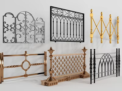 Intricate Wrought Iron Fence Designs With Decorative Patterns And Metallic Finishes 3d model