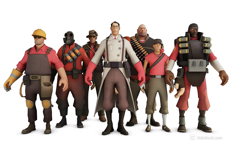 Animated Game Movie Characters With Diverse Team Costumes And Gear 3d model 