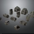 Natural Decorative Stone Collection Featuring Various Shapes Different Sizes And Textures 3d model