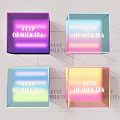 Colorful Gradient Cubes Featuring A Cup Of Milk Tea Text On Geometric Lines Background