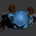 3D Female Character In Blue Police Uniform With Pigtails Skirt And Stockings