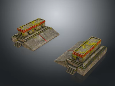 Ancient Stone Architectural Components For Historical Scenes With Steps And Yellow Tops 3d model