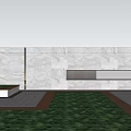 Modern Landscape Wall Design With Marble Surface And Surrounding Green Plants And Trees