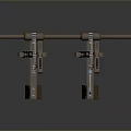 Industrial Mechanical Equipment With Twin Gear Mechanisms Wooden Bases And Long Transmission Rods