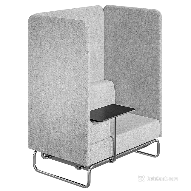 Modern Gray Fabric Sofa And Coffee Table Set With Metal Frame Design 3d model 