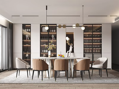 Light Luxury Restaurant Home Restaurant 3d model