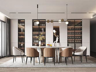 Light Luxury Restaurant Home Restaurant 3d model