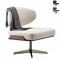 Light Beige Plush Upholstered Office Chair With Polka Dot Scarf And Metal Swivel Base