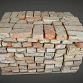 Stack of Weathered Old Bricks with Rustic Texture and Earthy Tones 3d model