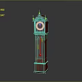 Vintage Wooden Grandfather Clock With Carved Details Spire Top And Pendulum